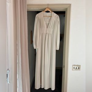 Vintage Stunning Doen Style Puff Sleece Cream Prairie Long Dress Wedding M-L